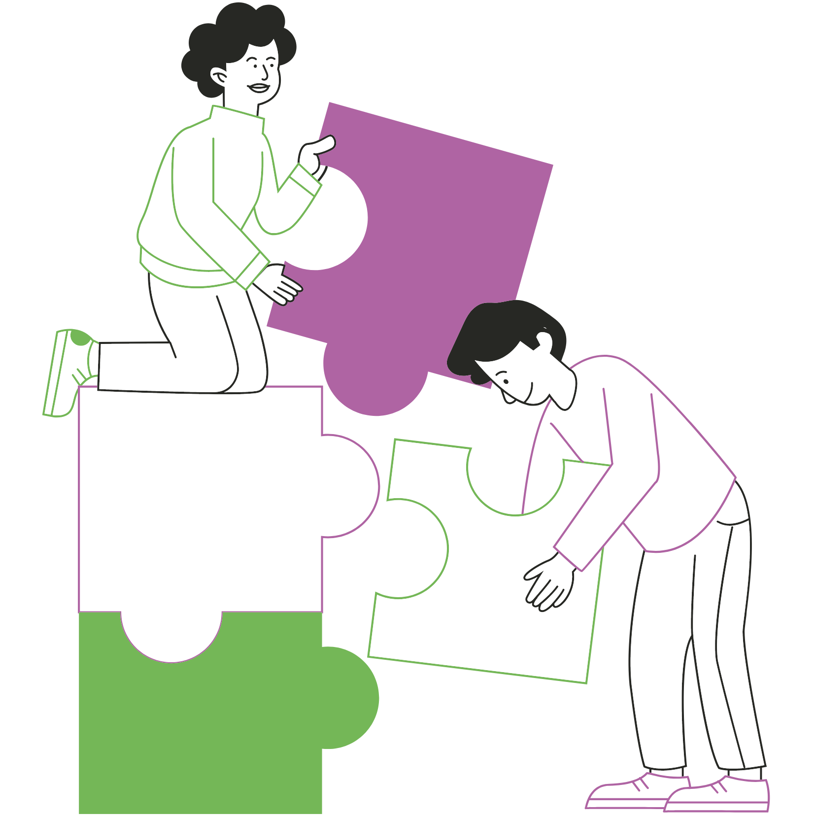 People assembling a puzzle